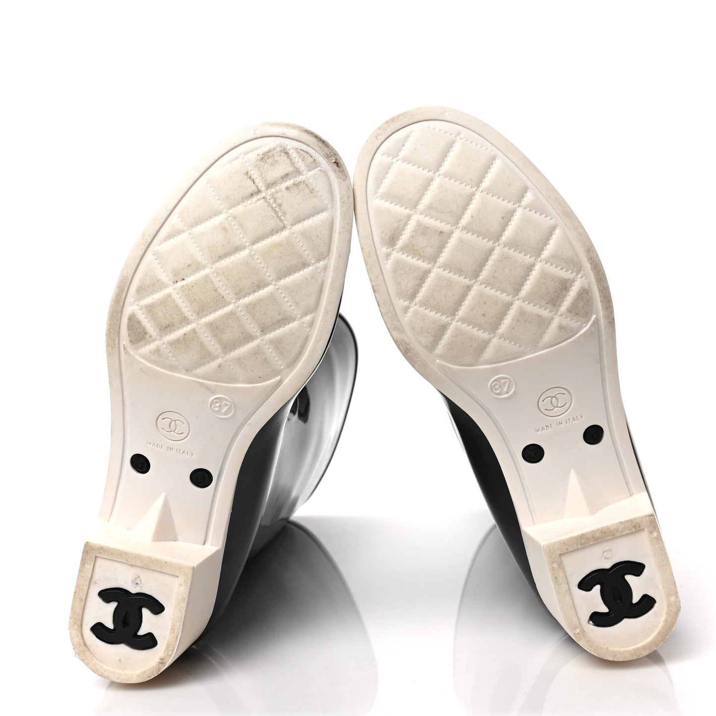 Rubber Camellia Rain Boots 37 Black