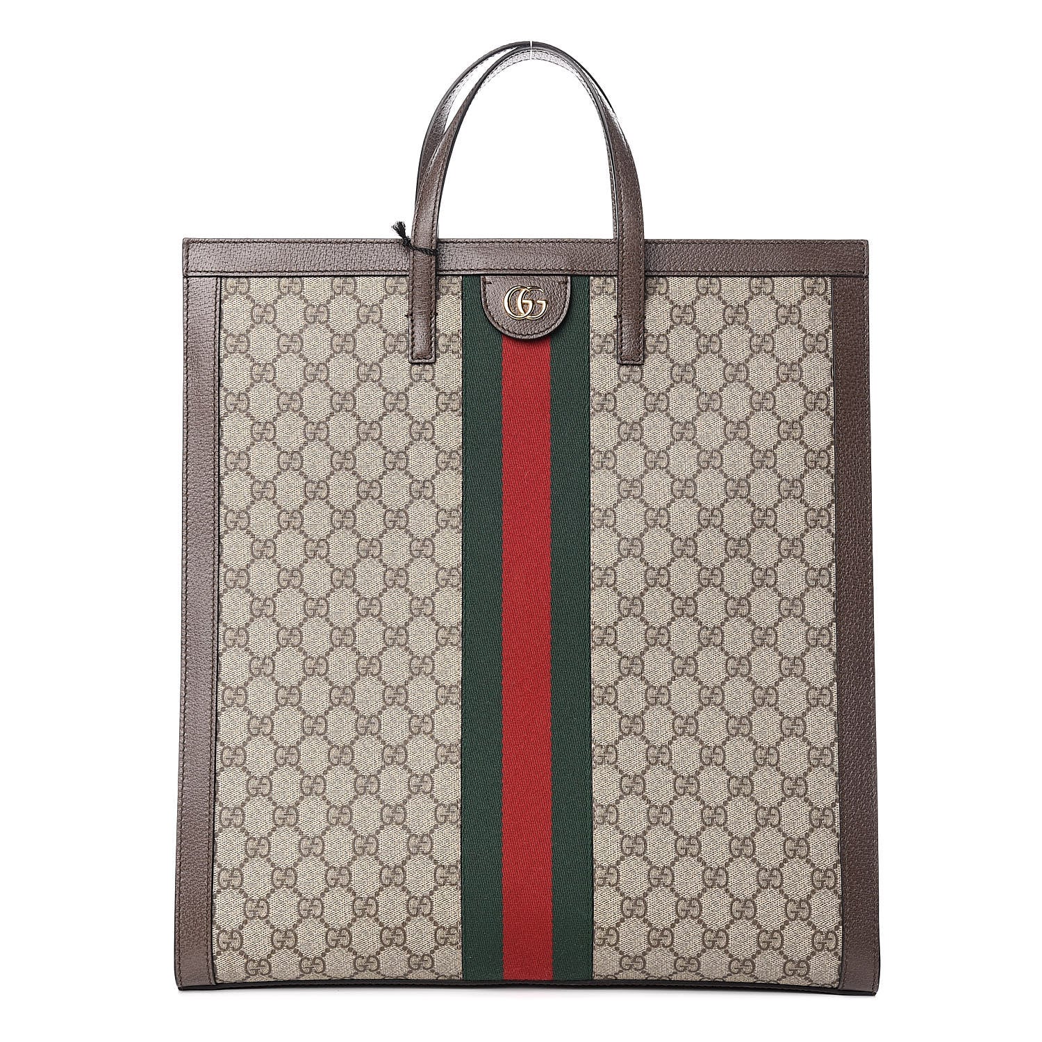 Gucci GG Supreme Monogram Web Ophidia Vertical Tote Brown 1 of 12