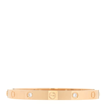 Cartier 18K Yellow Gold 4 Diamond LOVE Bracelet 17 1 of 5