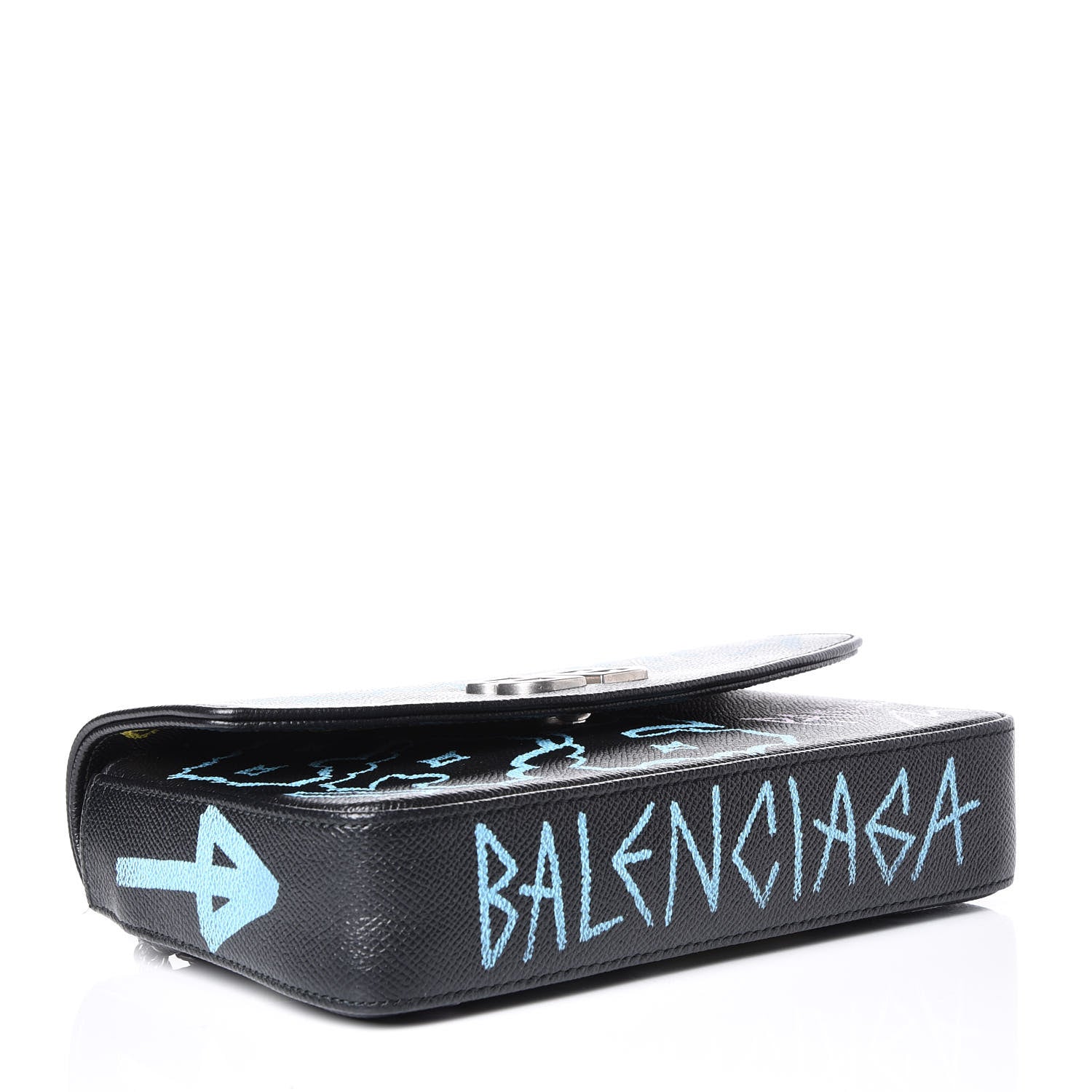 Balenciaga Calfskin Graffiti BB Chain Wallet Black Multicolor 3 of 8