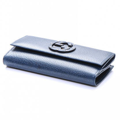 Gucci Leather Blondie Continental Wallet Royal Blue 3 of 7