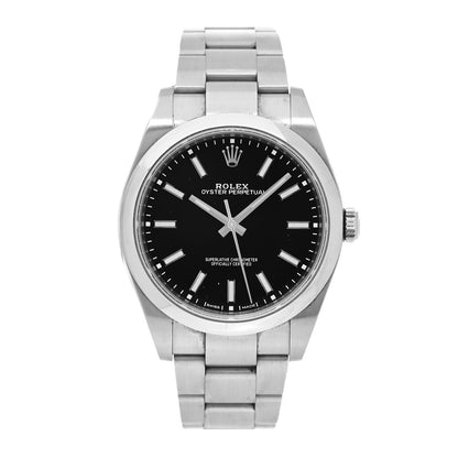 Rolex Stainless Steel 39mm Oyster Perpetual Watch Black 114300 1 of 5