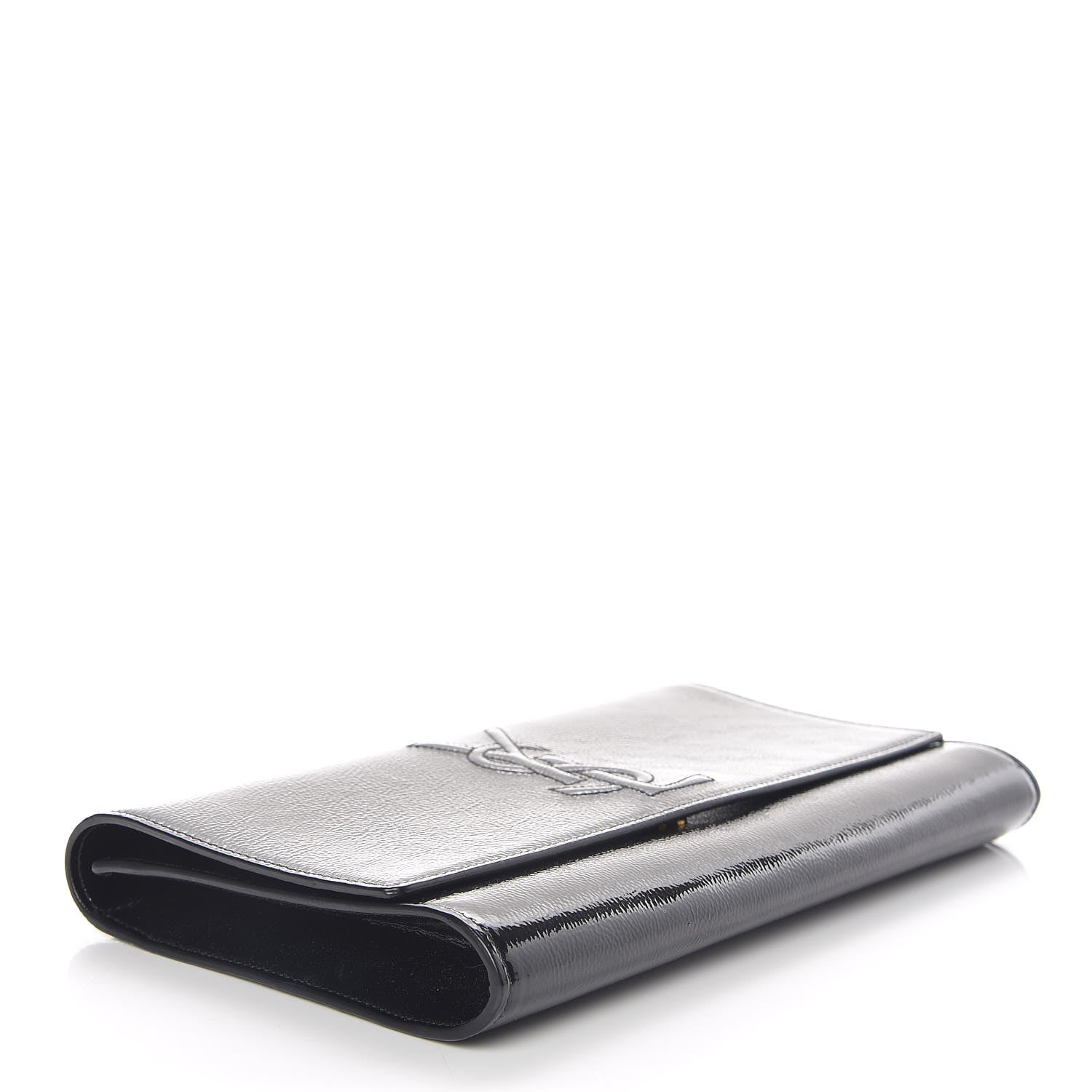 Saint Laurent Textured Patent Monogram Large Belle De Jour Clutch Black 4 of 9