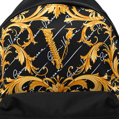 Versace Nylon Barocco Signature Print Backpack Black 8 of 10