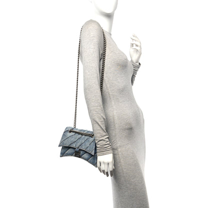 Balenciaga Washed Denim Quilted Small Crush Chain Bag Denim Blue 2 of 10