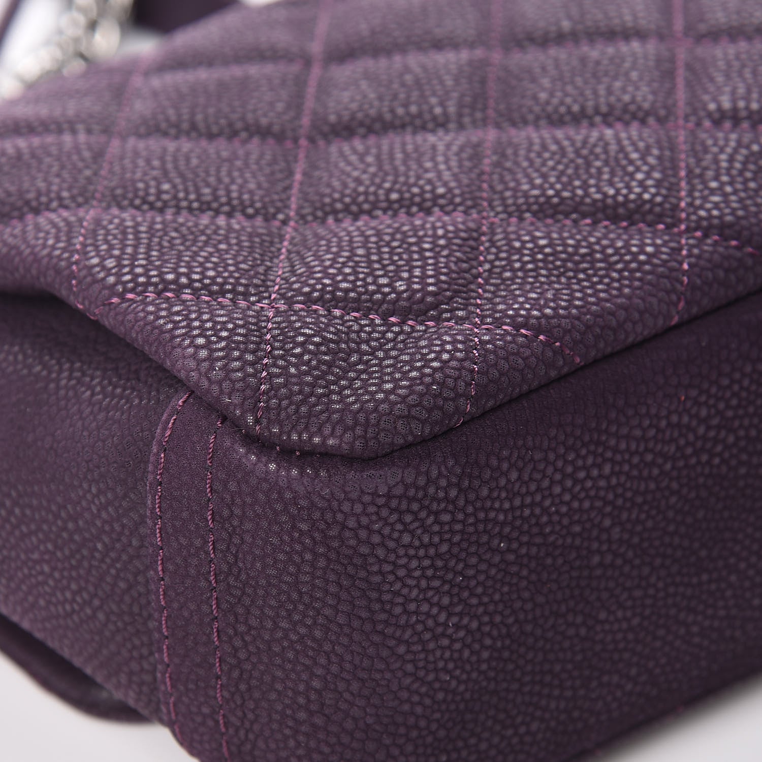 Chanel Iridescent Caviar Quilted Medium Lady Pearly Flap Plum 13 of 18