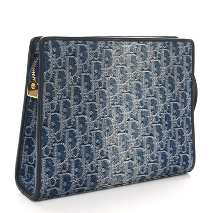 Christian Dior Denim Jacquard Oblique 30 Montaigne Dea Pouch  Blue 3 of 9