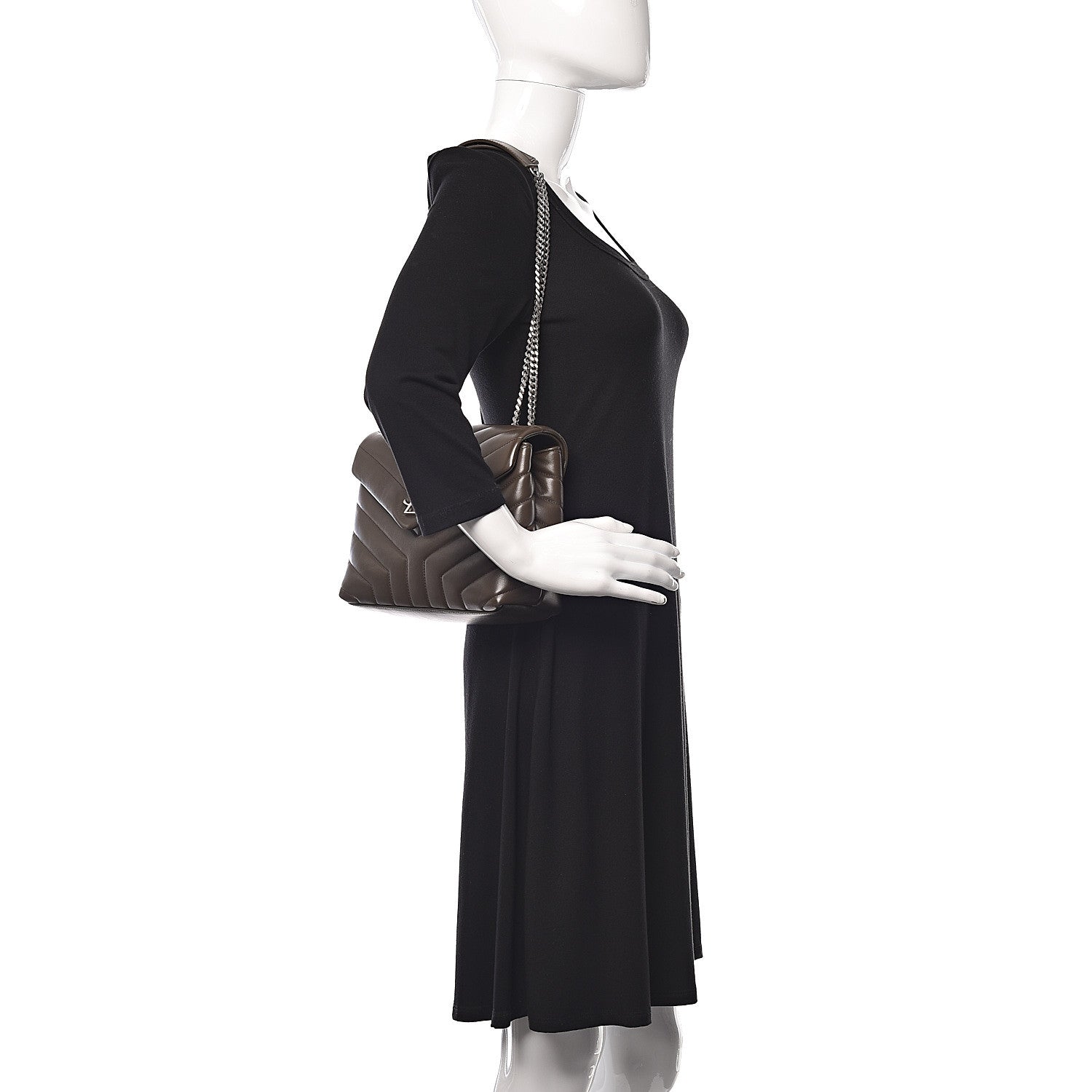 Saint Laurent Calfskin Y Quilted Monogram Small Loulou Chain Satchel Faggio 2 of 10