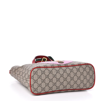 Gucci Soft GG Supreme Monogram Web Bosco Patch Small Crossbody Tote Beige Malva Hibiscus Red 4 of 10
