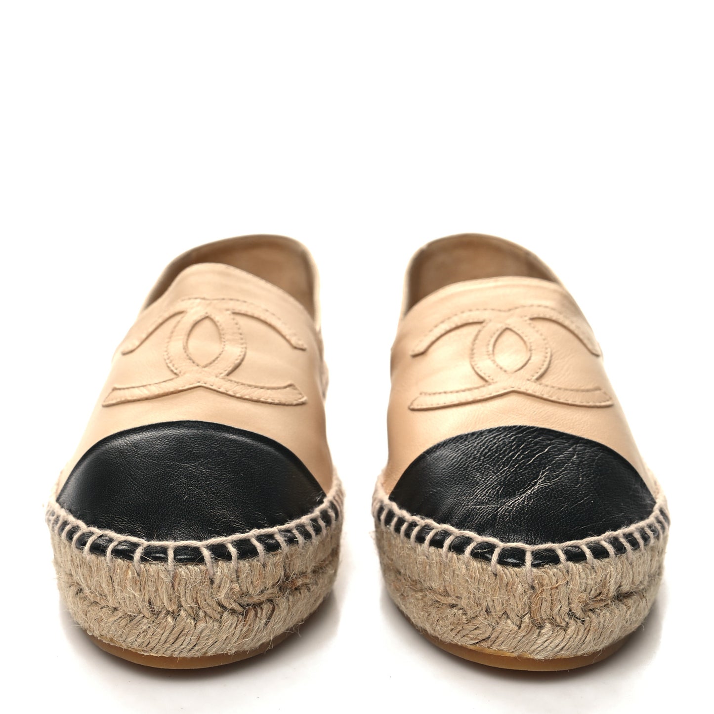 Lambskin CC Espadrilles 37 Beige Black