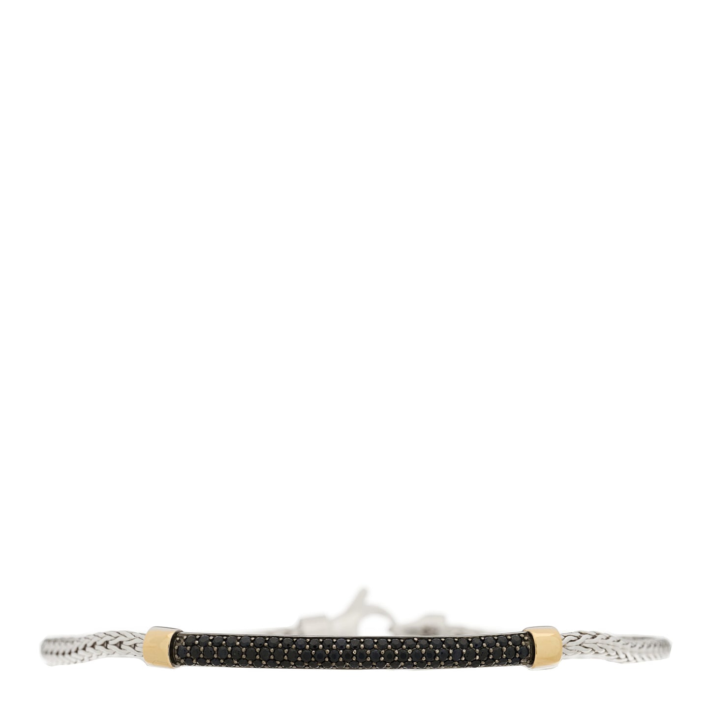 Sterling Silver 14K Yellow Gold Black Sapphire Essential Pave Bracelet