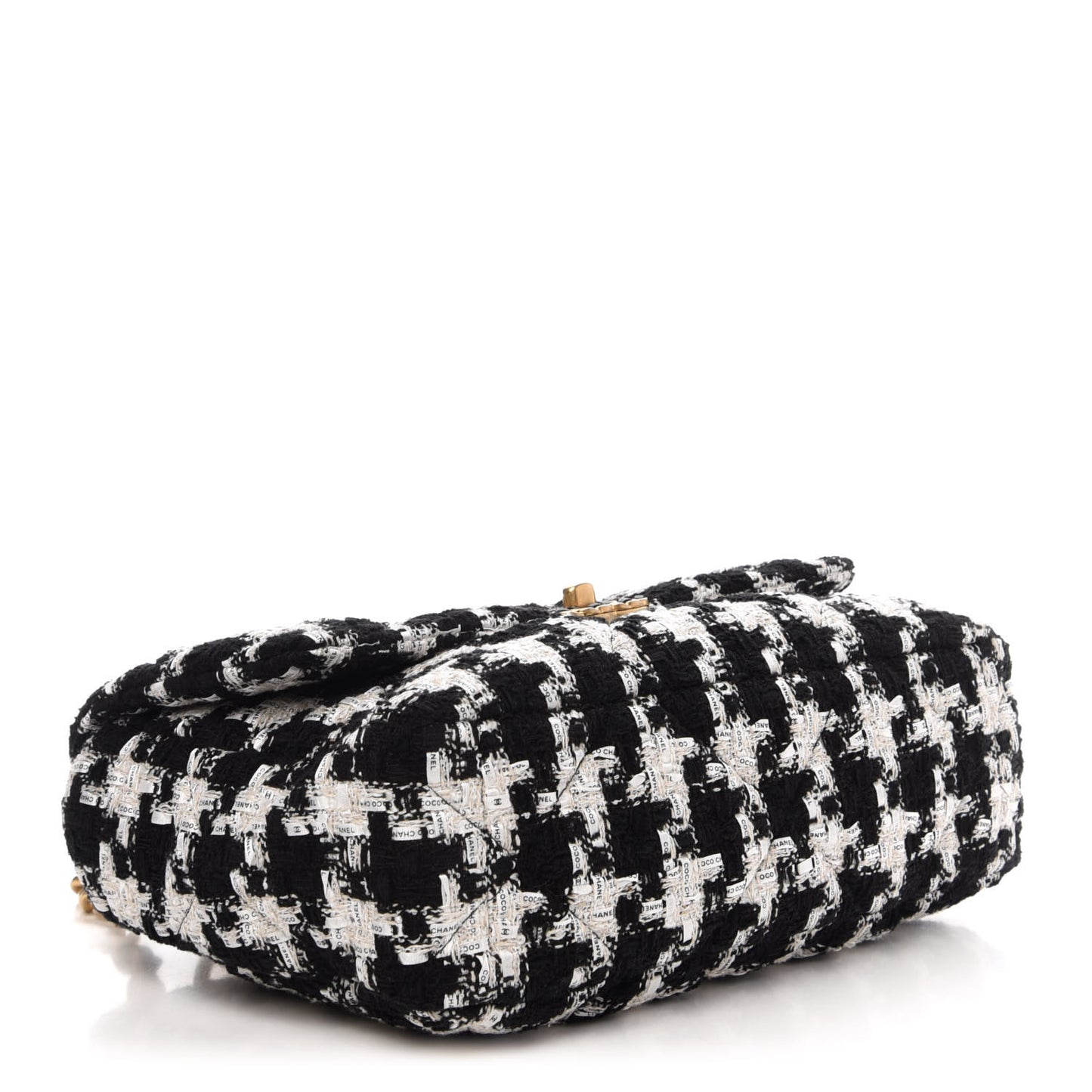 Tweed Quilted Large 19 Flap Black Ecru White