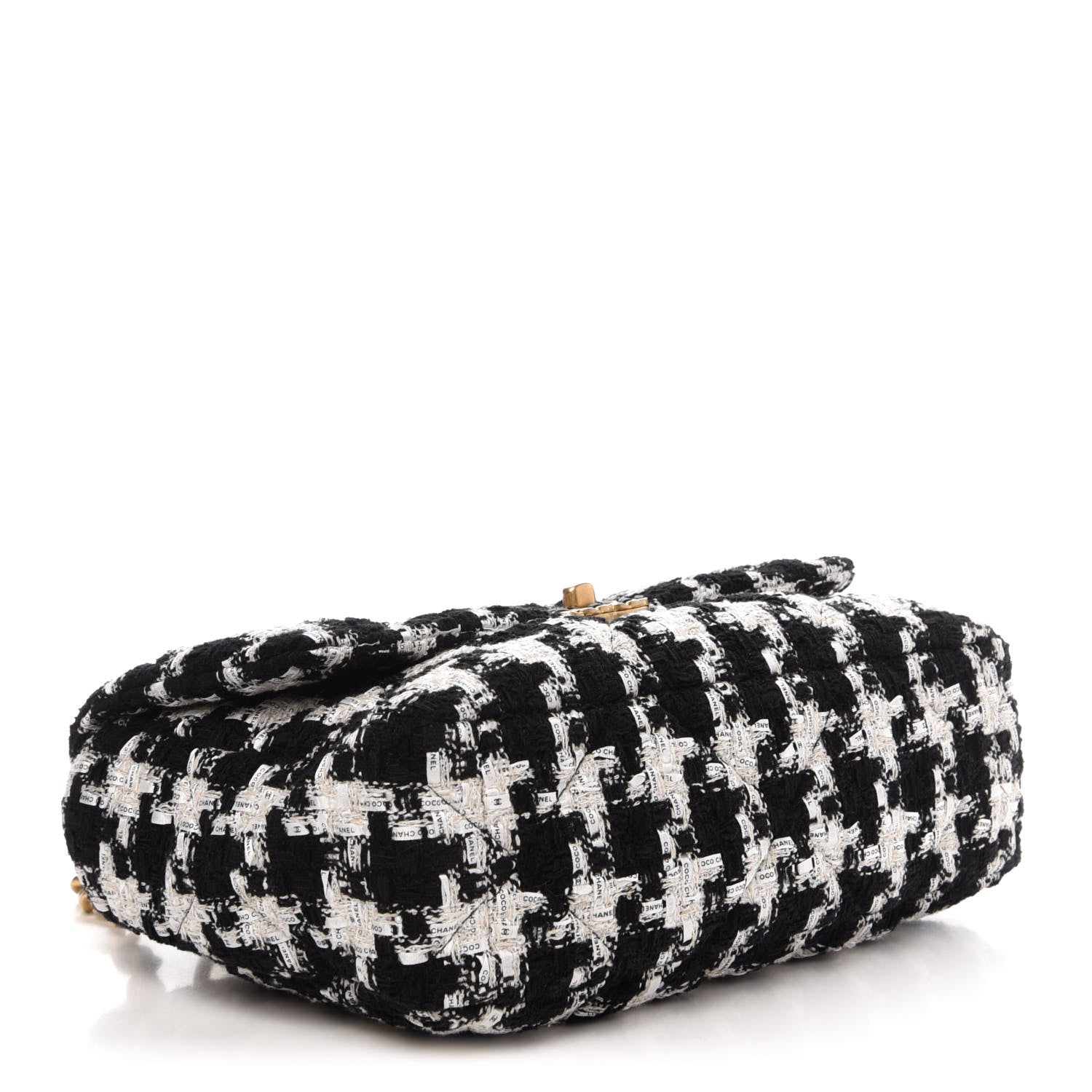 Chanel Tweed Quilted Large 19 Flap Black Ecru White 4 of 10