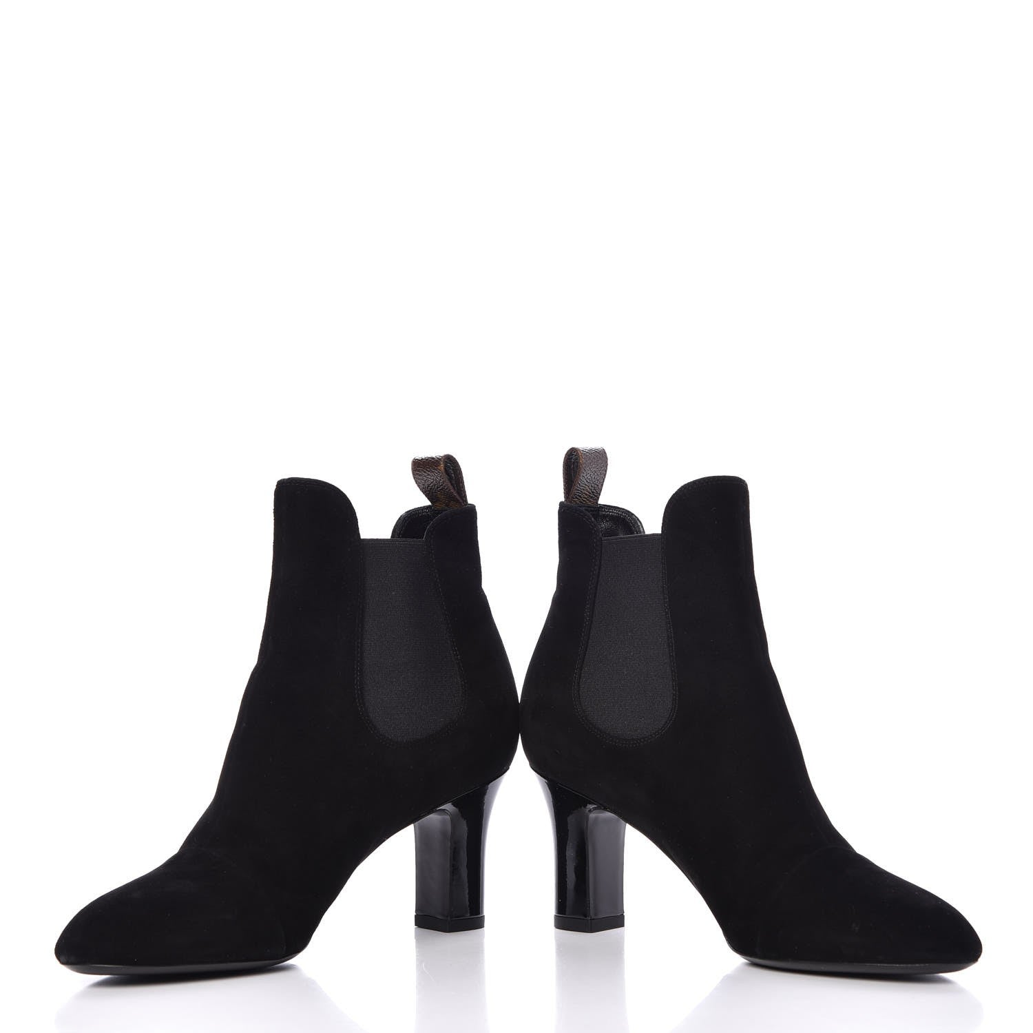 Louis Vuitton Suede Monogram Uniformes Cap Toe Chelsea 75mm Ankle Boots 38 Black 7 of 11