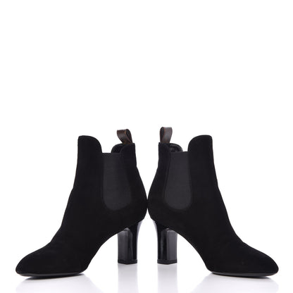 Louis Vuitton Suede Monogram Uniformes Cap Toe Chelsea 75mm Ankle Boots 38 Black 7 of 11