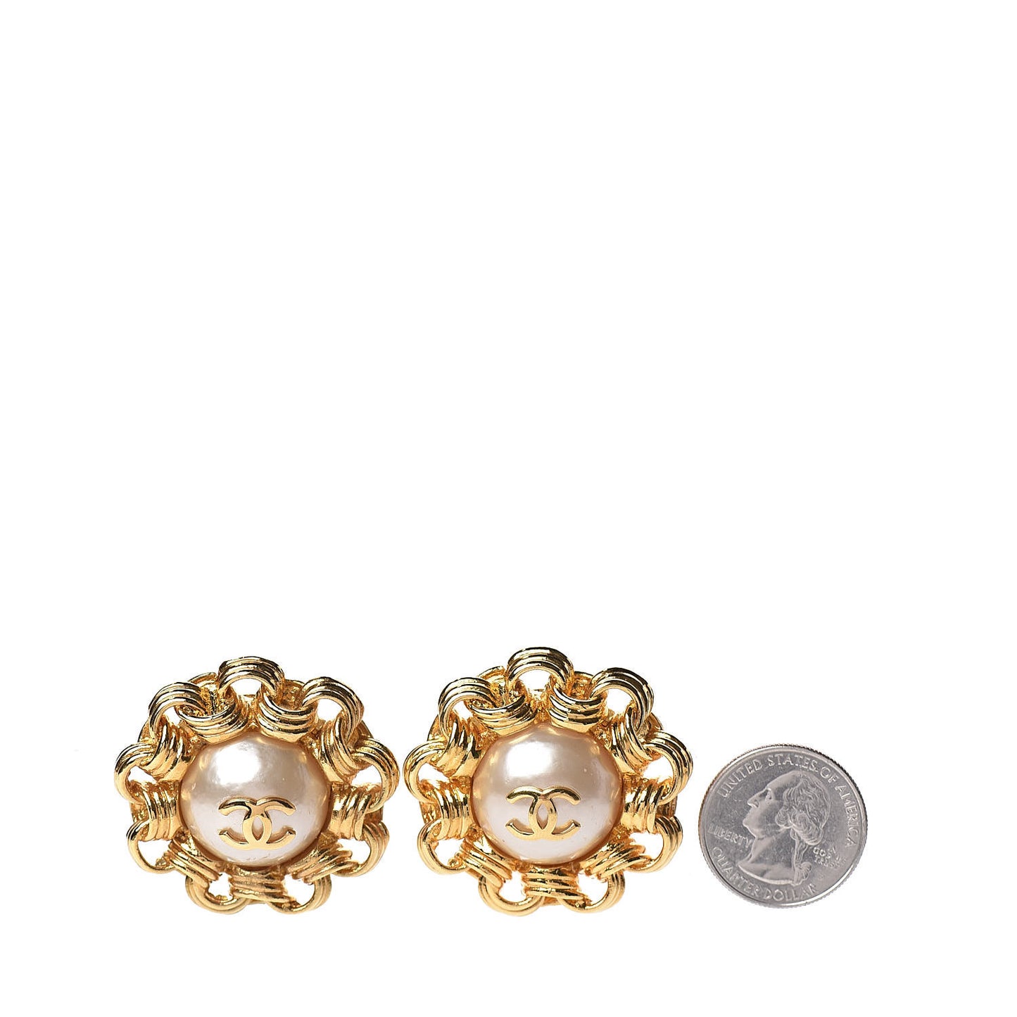 Pearl CC Clip On Earrings Gold