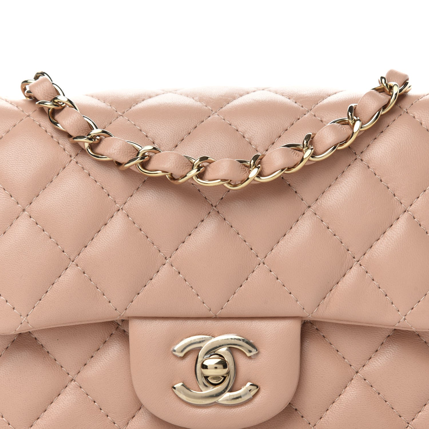 Chanel Lambskin Quilted Mini Square Flap Beige 8 of 10