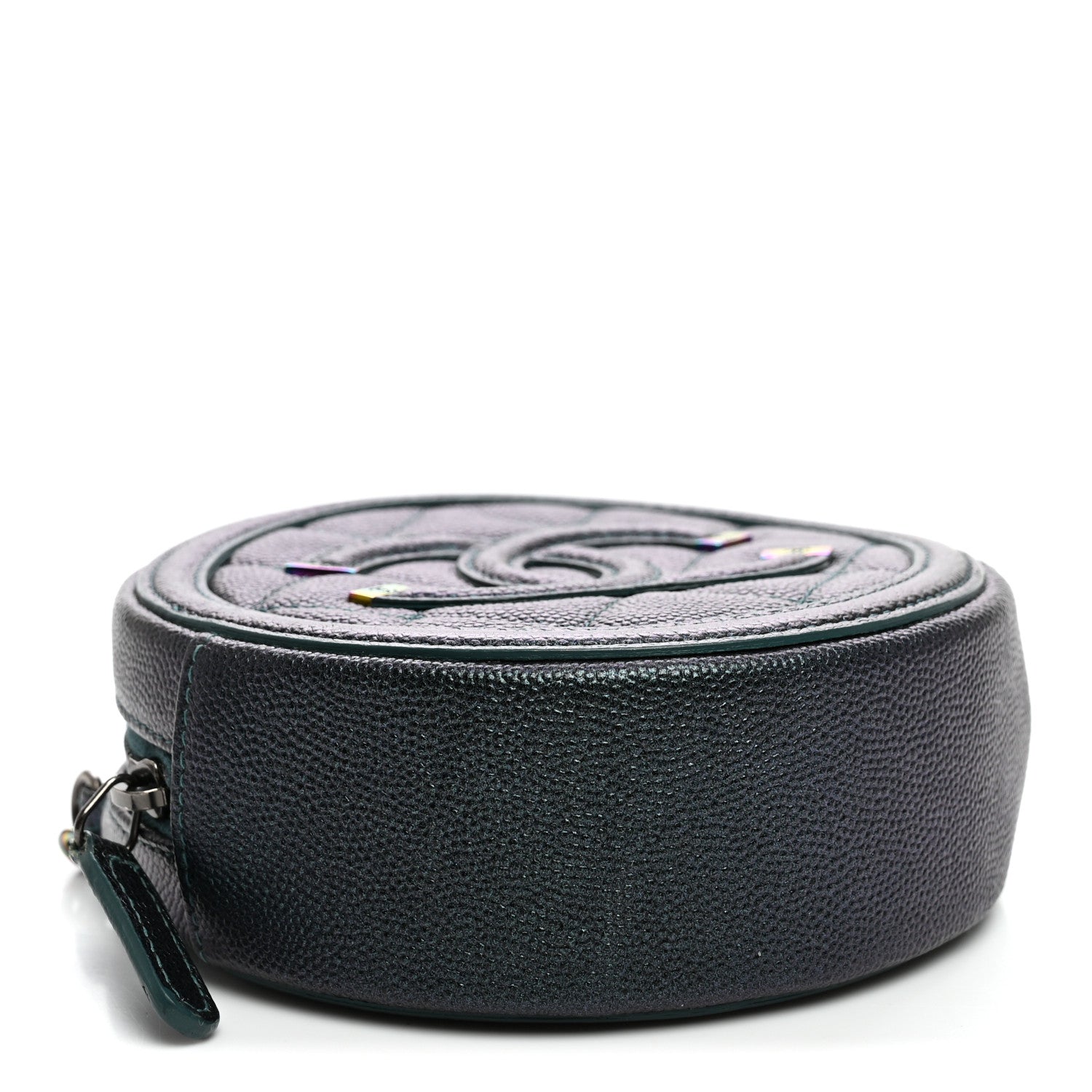 Chanel Iridescent Caviar Quilted Round Filigree Crossbody Dark Turquoise 4 of 11