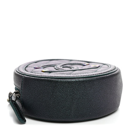 Chanel Iridescent Caviar Quilted Round Filigree Crossbody Dark Turquoise 4 of 11
