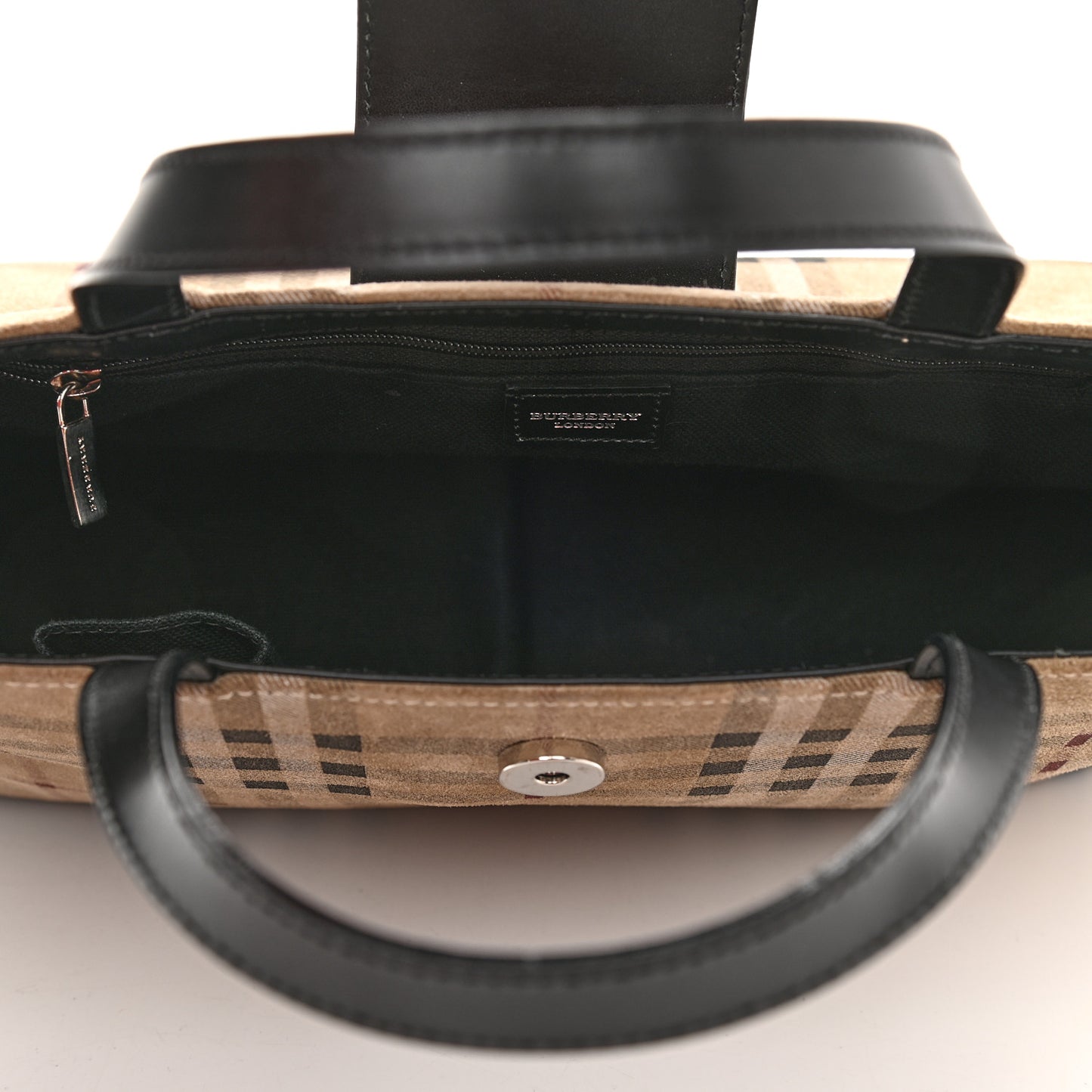 Suede House Check Tote Black