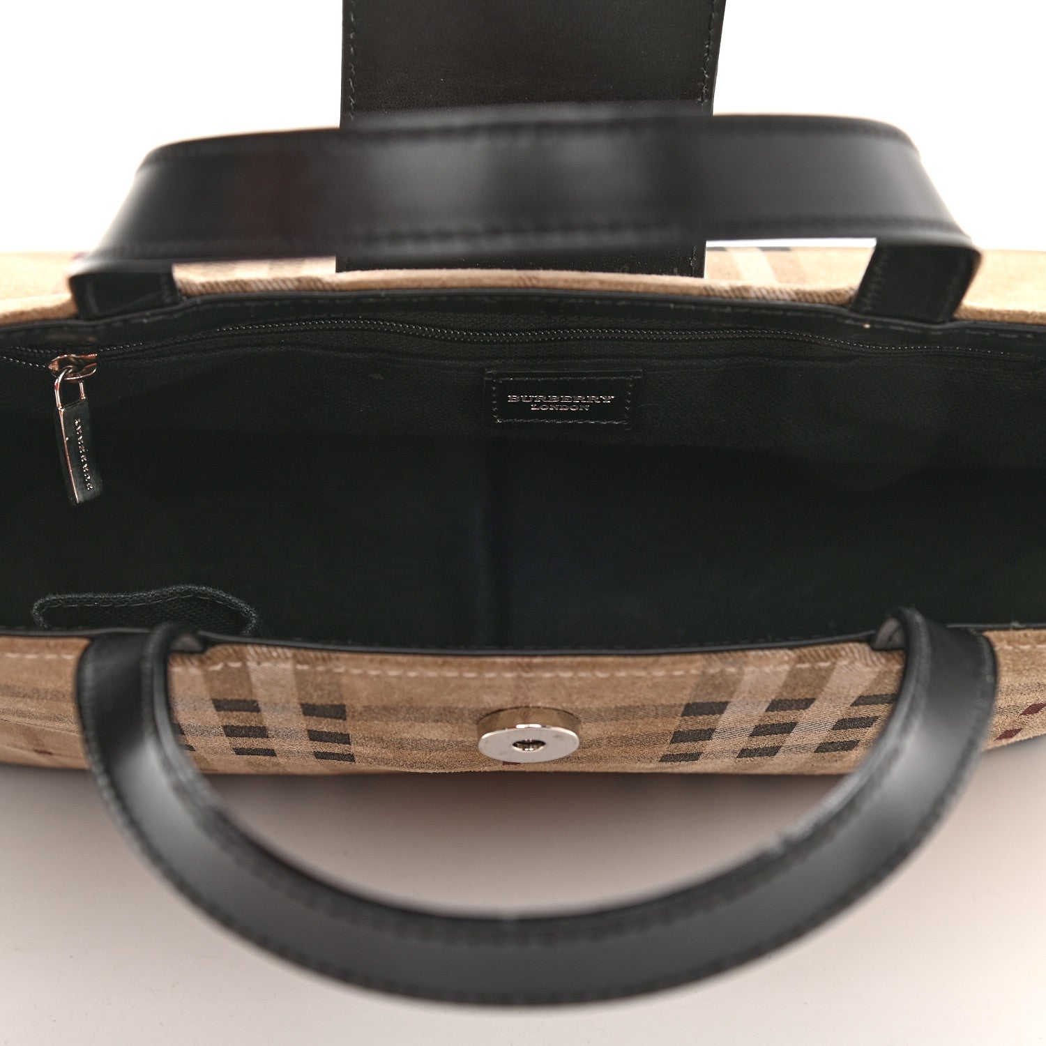 Burberry Suede House Check Tote Black 5 of 8