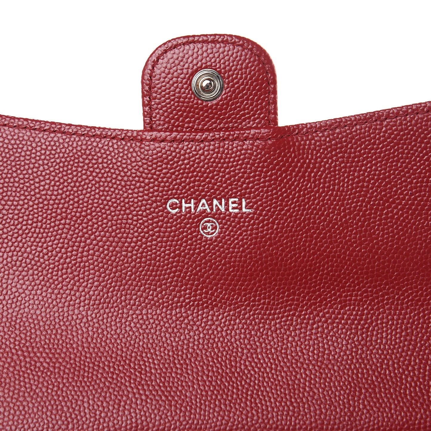Caviar Quilted Large Gusset Flap Wallet Dark Red