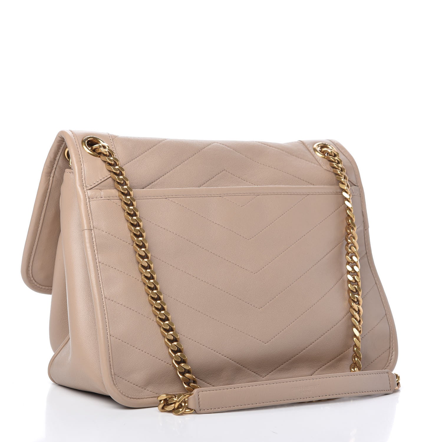 Saint Laurent Lambskin Matelasse Monogram Medium Niki Chain Satchel Dark Beige 3 of 10