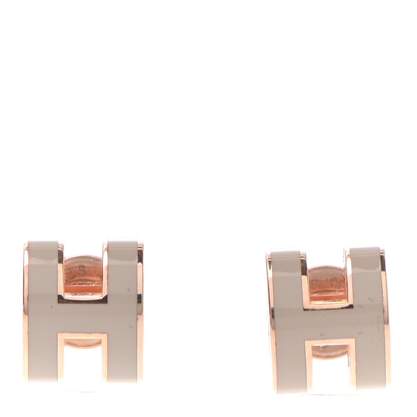 Rose Gold Lacquered Mini Pop H Earrings Marron Glace