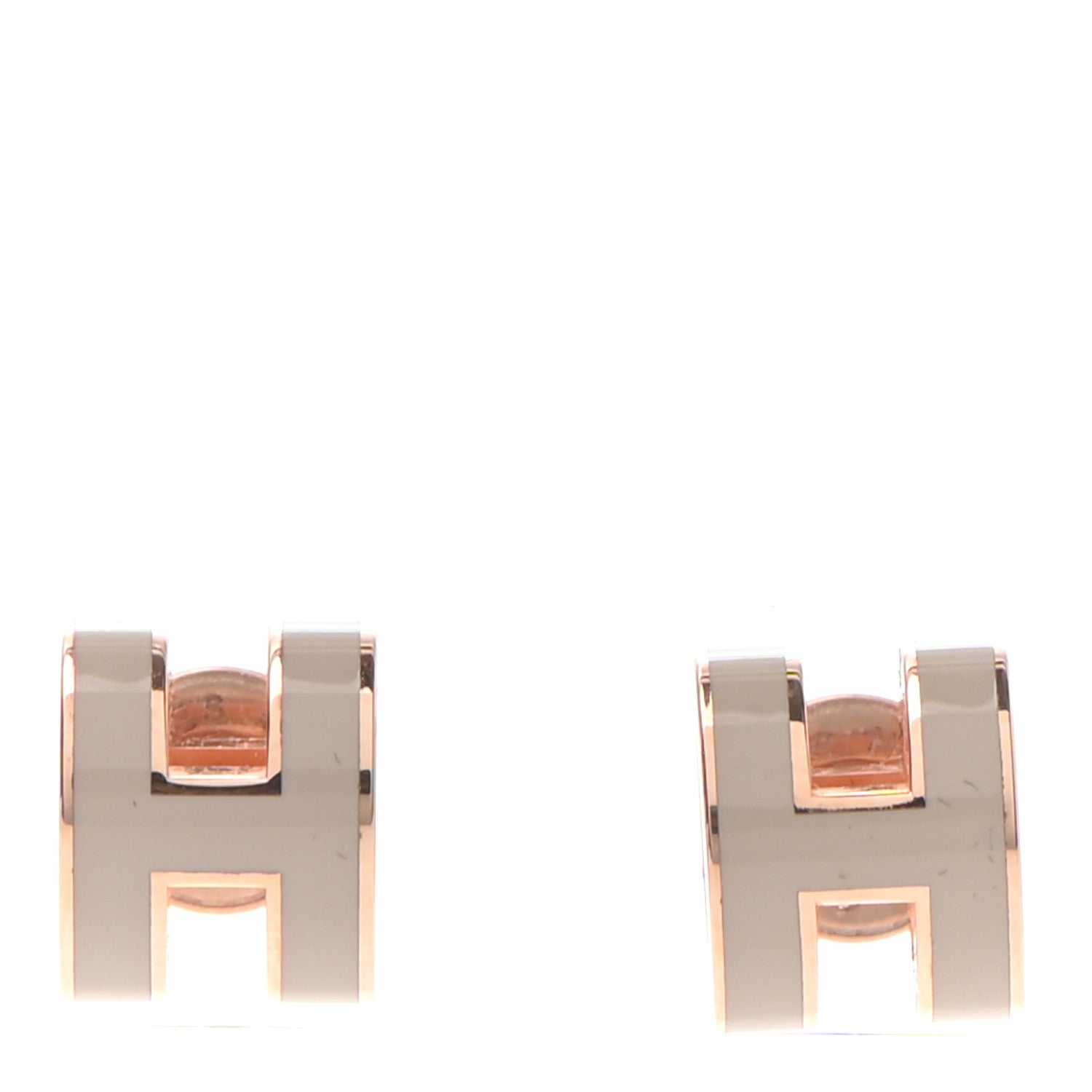 Hermes Rose Gold Lacquered Mini Pop H Earrings Marron Glace 1 of 7