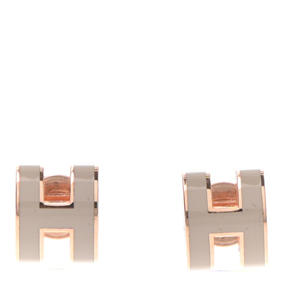 Hermes Rose Gold Lacquered Mini Pop H Earrings Marron Glace 1 of 7