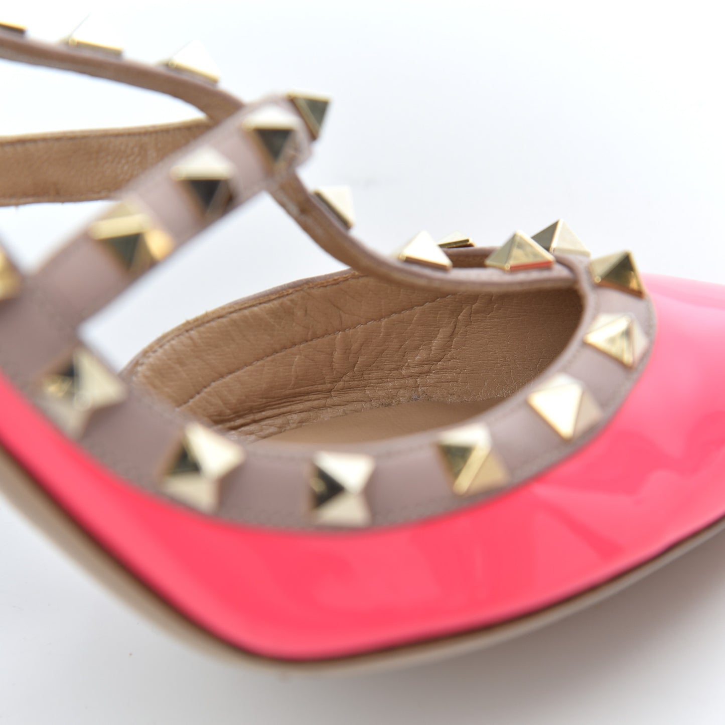 Patent Rockstud Ankle Strap Pumps 38.5 Peony Poudre
