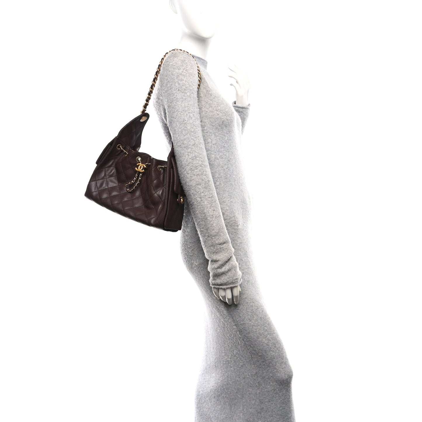 Caviar Quilted Small Chanel 25 Handbag Dark Brown