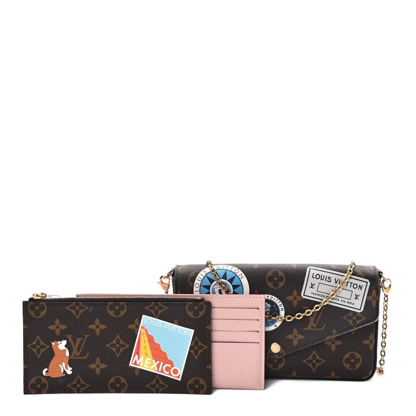 Monogram My LV World Tour Pochette Felicie Chain Wallet Rose Ballerine