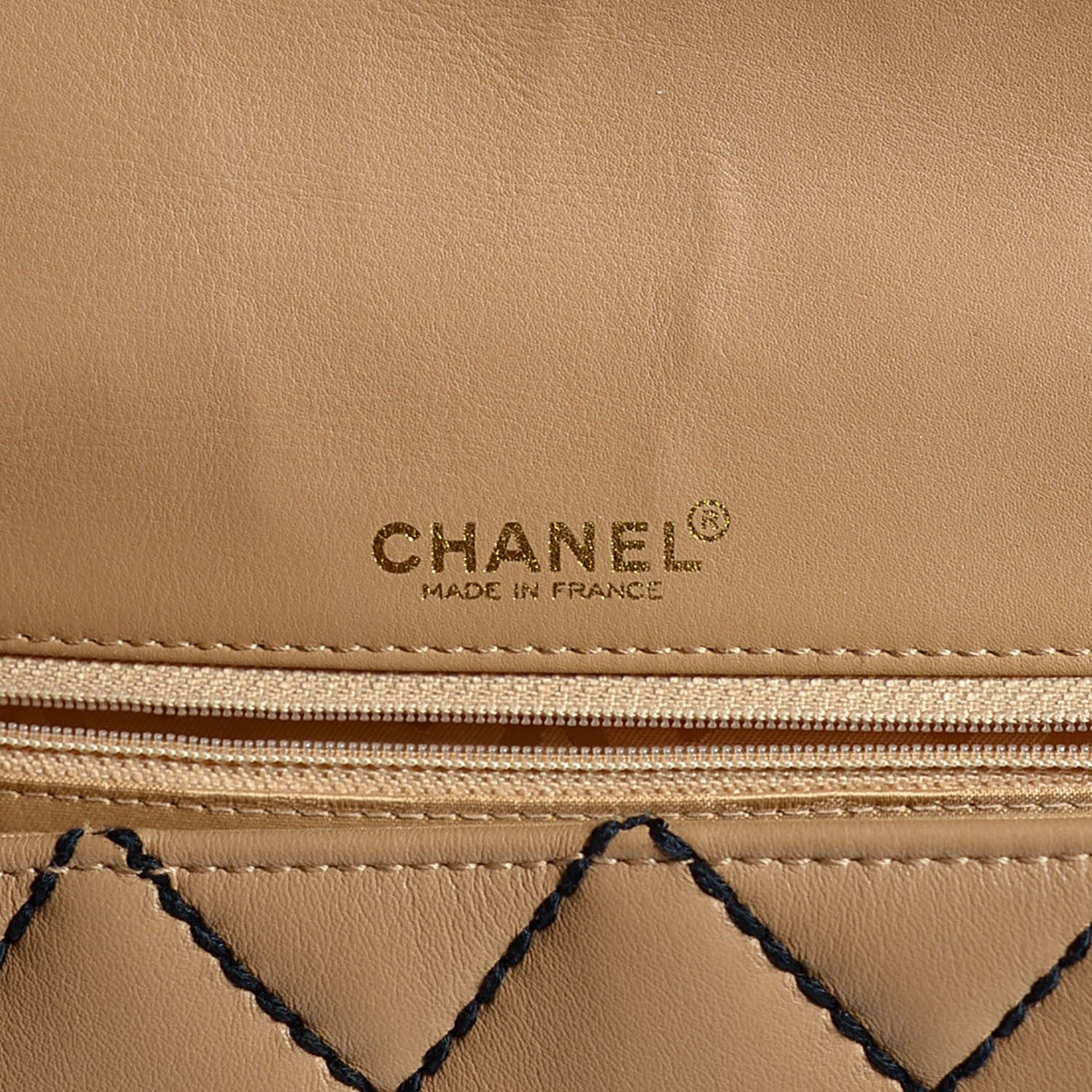 Chanel Calfskin Quilted Medium Wild Stitch Flap Beige 6 of 8