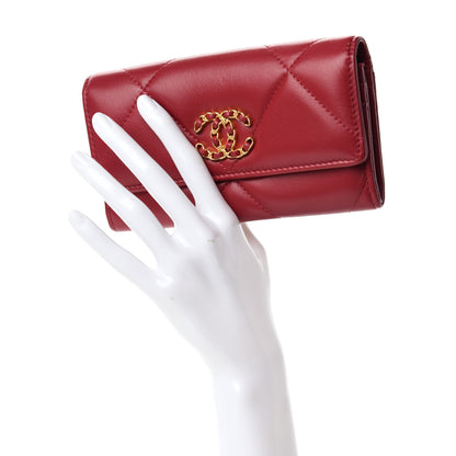 Chanel Goatskin Quilted Chanel 19 Flap Wallet Red 2 of 8