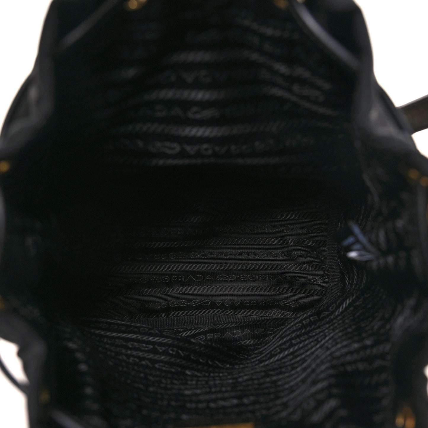 Re-Nylon Saffiano Stitched Duet Bucket Bag Black