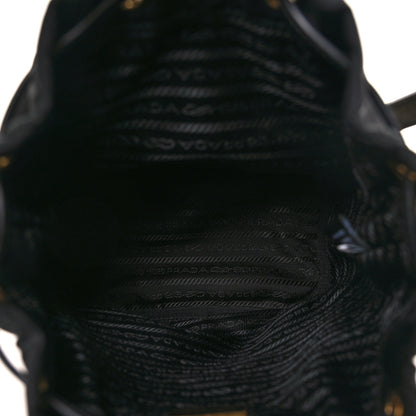 Prada Re-Nylon Saffiano Stitched Duet Bucket Bag Black 5 of 10