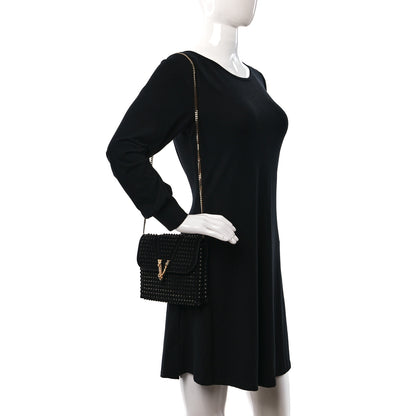 Versace Suede Studded Virtus Chain Clutch Black 2 of 8