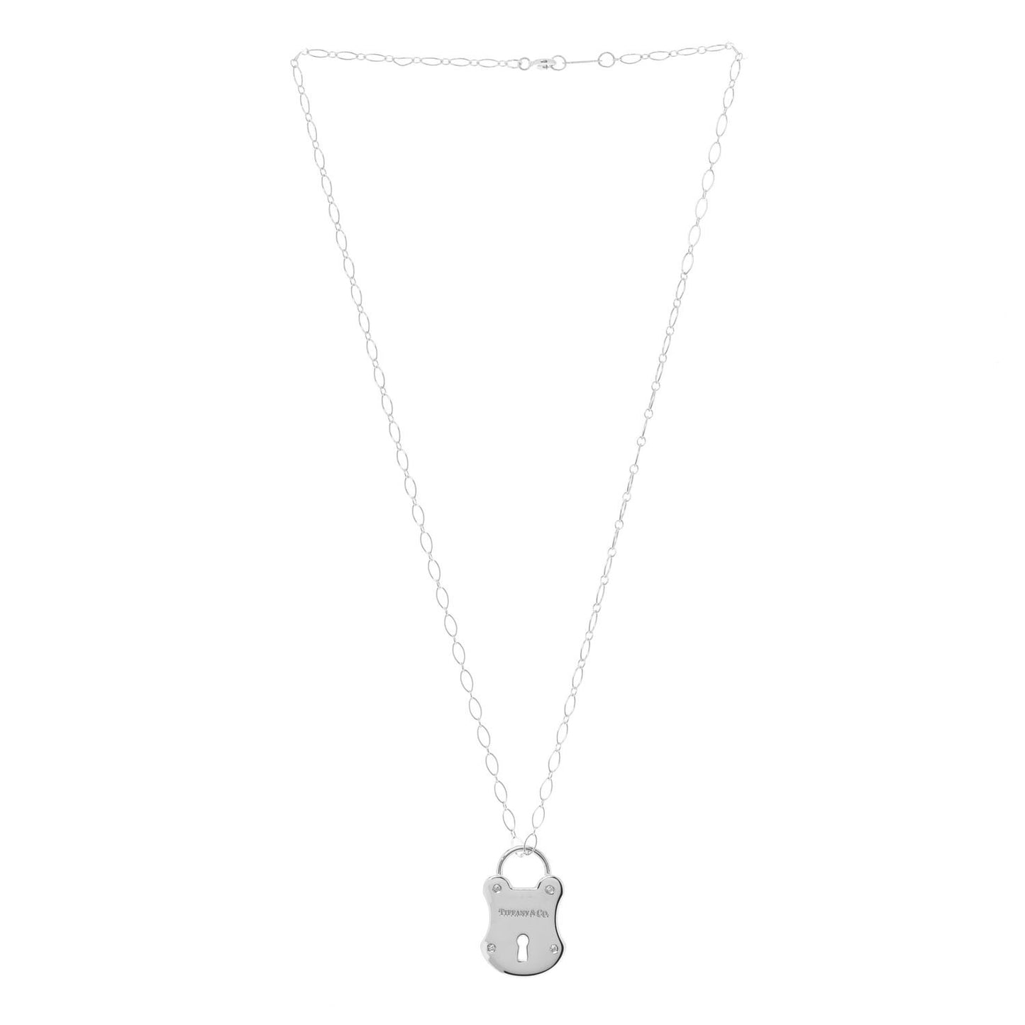 Sterling Silver Diamond Lock Pendant Necklace