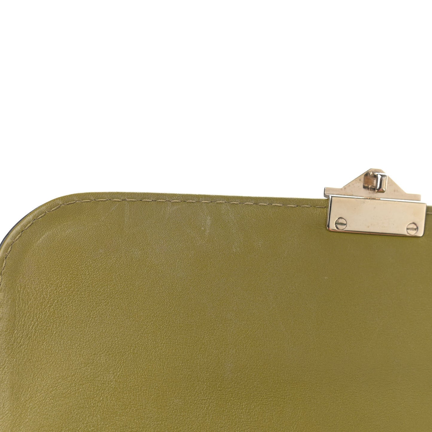 Vitello Tri-Color Medium Glam Lock Rockstud Flap Green Orange Brown
