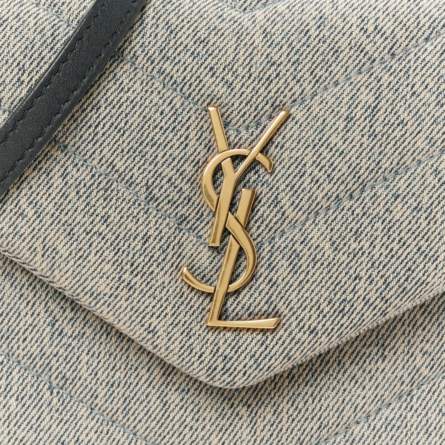 Denim Y Quilted Monogram Toy Loulou Crossbody Bag Grey