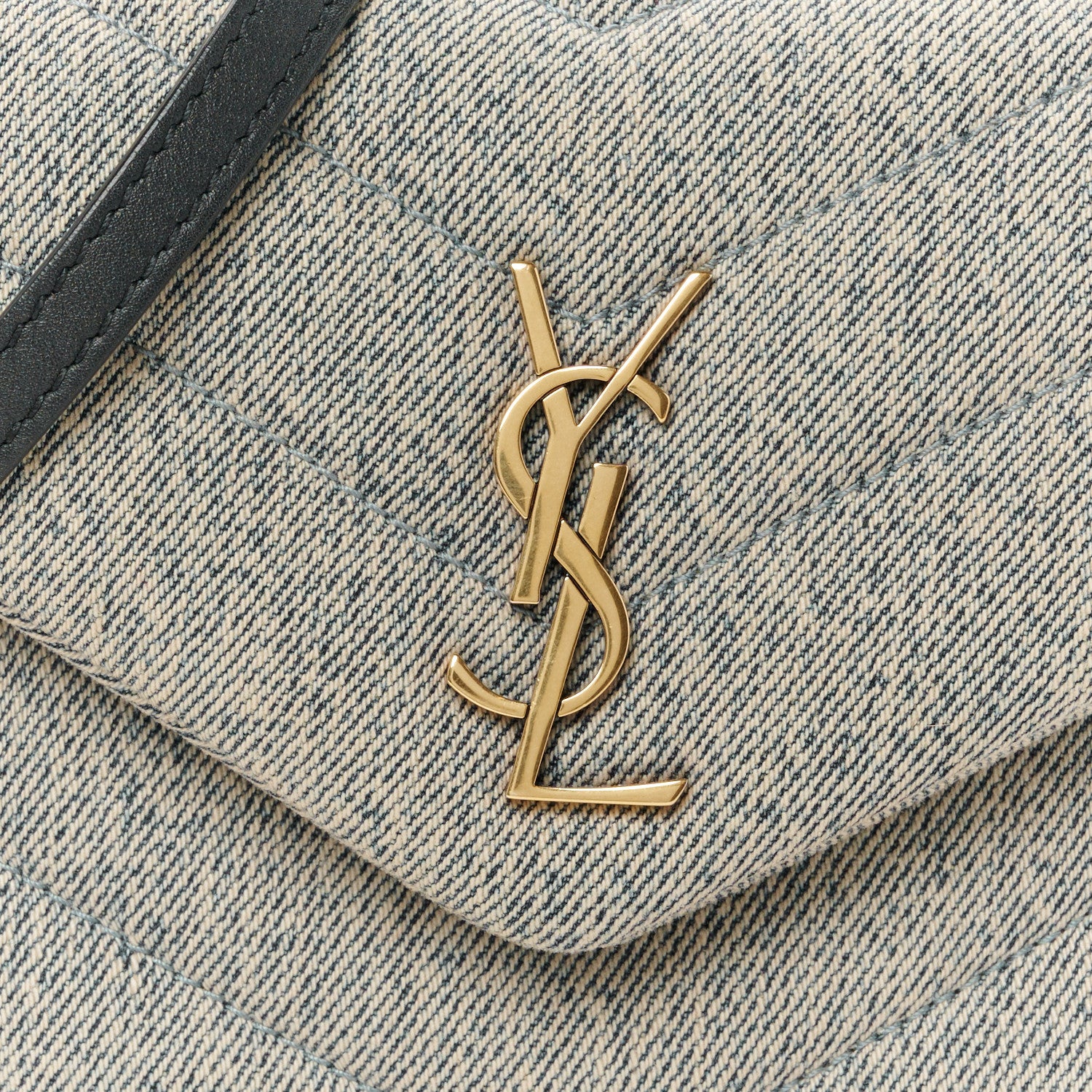 Saint Laurent Denim Y Quilted Monogram Toy Loulou Crossbody Bag Grey 9 of 11
