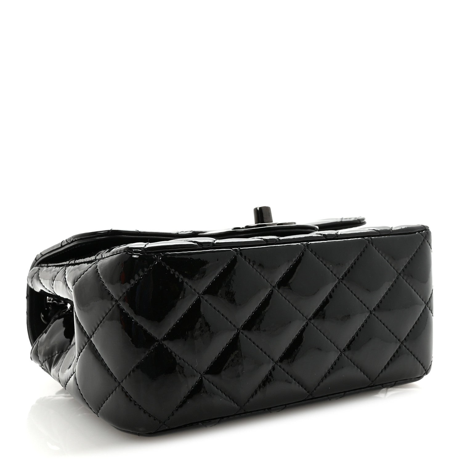 Chanel Patent Calfskin Quilted Mini Square Flap So Black 4 of 11