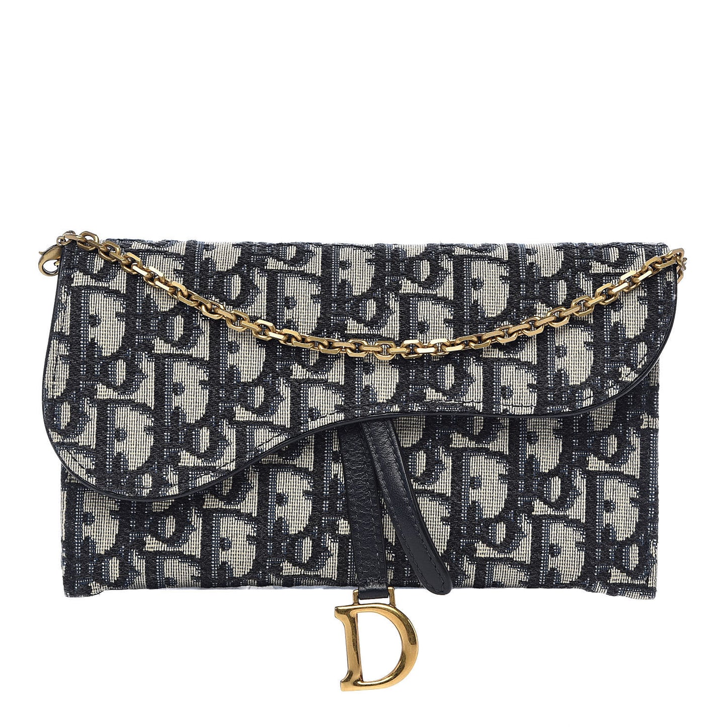 Oblique Saddle Chain Wallet Blue