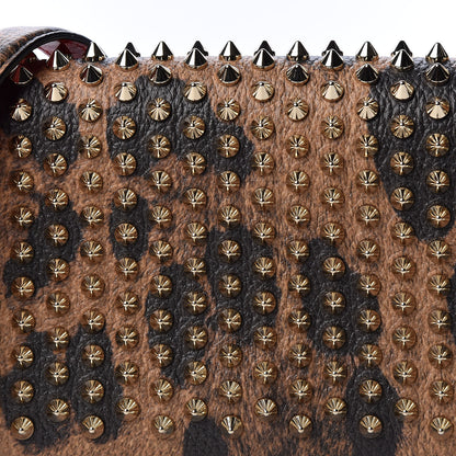 Christian Louboutin Calfskin Empire Leopard Spiked Zoompouch Crossbody Brown Gold 7 of 8
