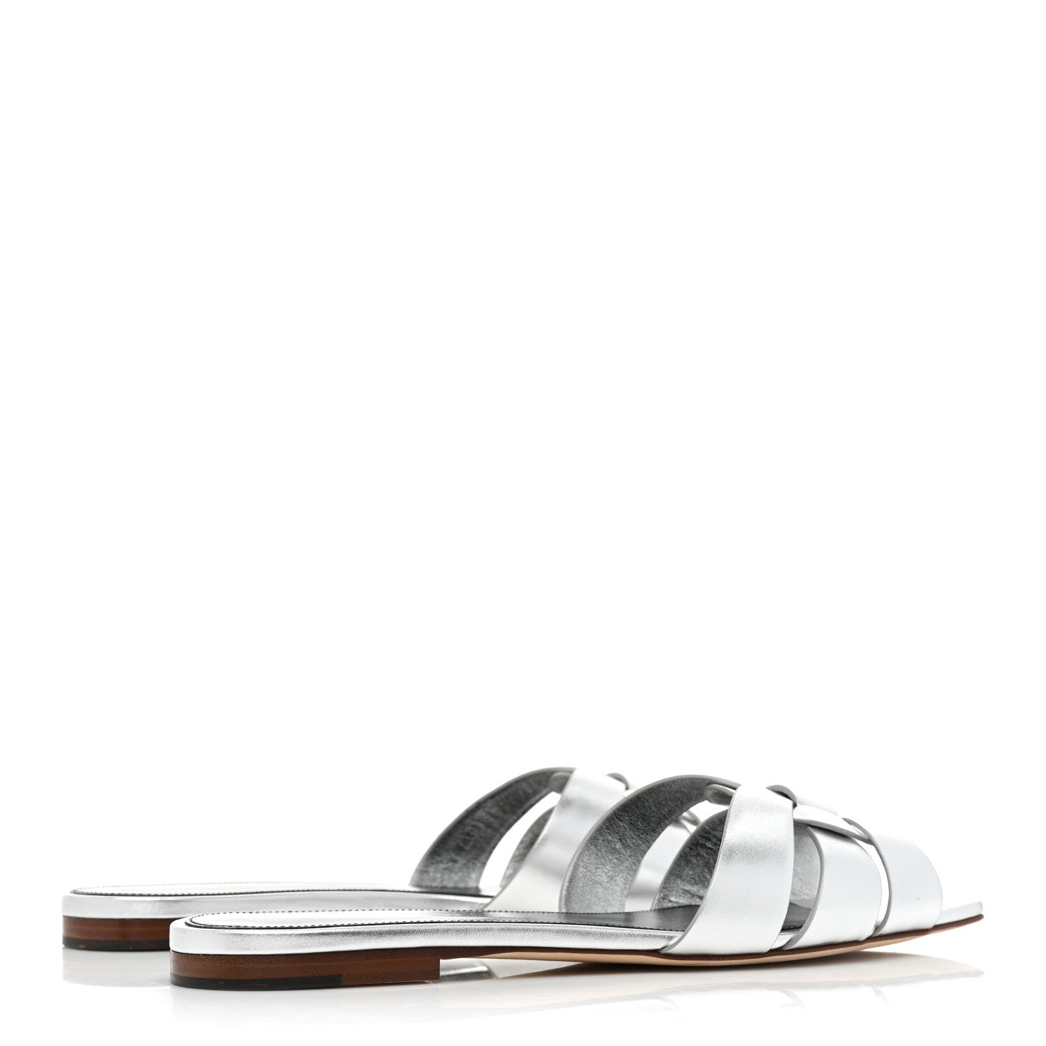 Saint Laurent Metallic Calfskin Nu Pied 05 Slide Sandals 39.5 Silver 4 of 9