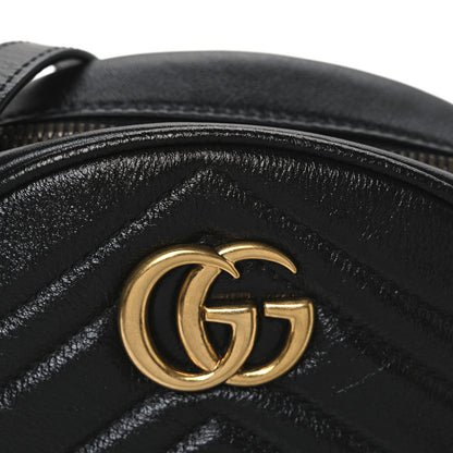 Gucci Azalea Calfskin Matelasse Heart Mini GG Marmont Round Shoulder Bag Black 8 of 10