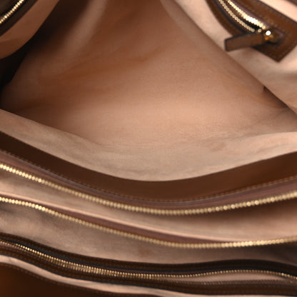 Gucci GG Supreme Monogram Azalea Calfskin Web Large Jackie 1961 Tote Beige Ebony Brown Sugar 5 of 10