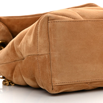 Saint Laurent Suede Calfskin Quilted Small Loulou Puffer Monogram Chain Satchel Cinnamon 9 of 10