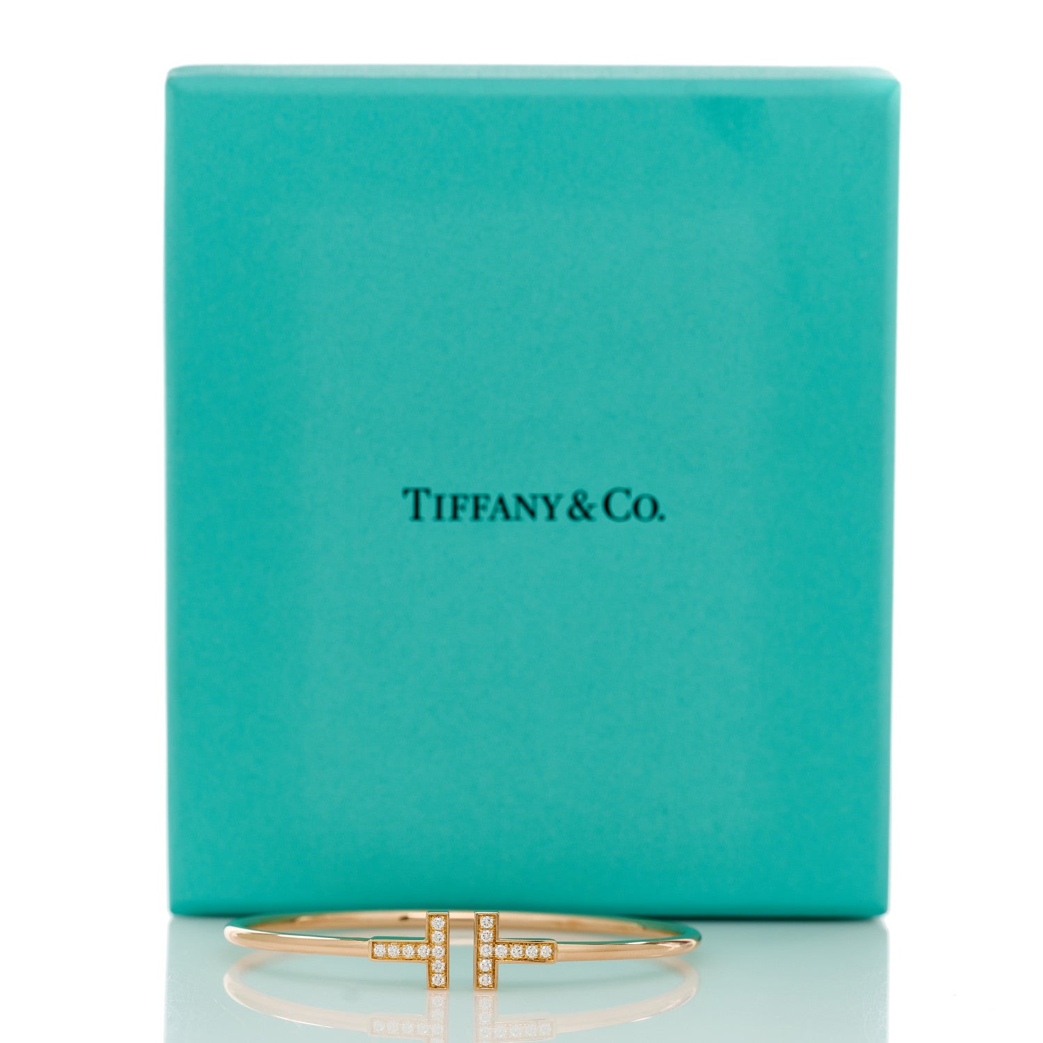 Tiffany 18K Rose Gold Diamond T Wire Bracelet 4 of 4